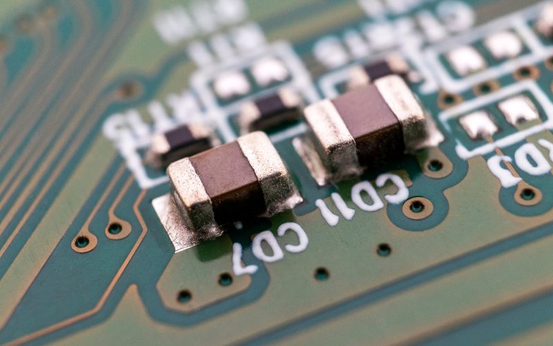 Capacitors on an LCD TV printed circuit board